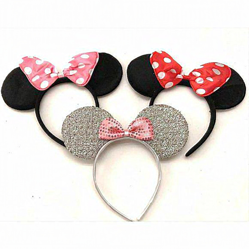 Mickey Mouse 3‎ Minnie Mouse Black Red Pink Silver Bow Headband